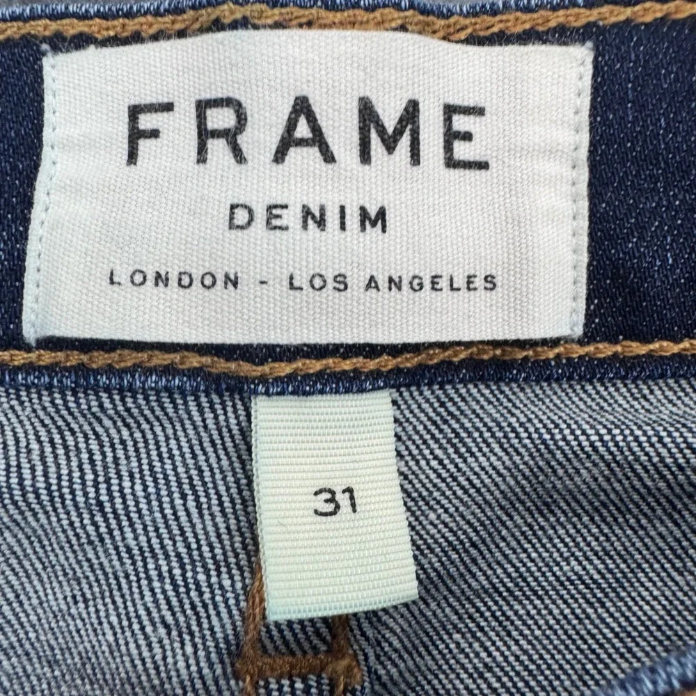 Frame Le High Straight Jeans Womens 31 Blue Meribel Snap Ankle Slit LHSTSA148
